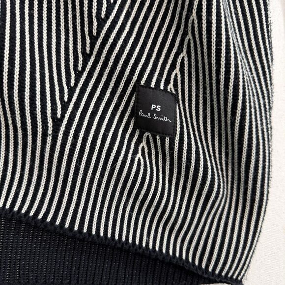 Paul Smith Men's Ribbed Full Zip Crew Knit Black Cotton Blend Size Medium *Flaw - Picture 8 of 13